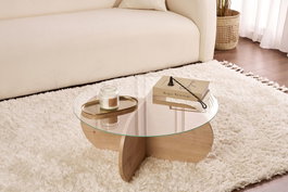 Nordure Aeris Mesa de Café Roble Zafiro y Transparente